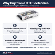 Why buy the MEAN WELL MSP-200-5 from HTD Electronics: genuine MEAN WELL products with full datasheets, fast USA shipping, volume and project quotes, expert support